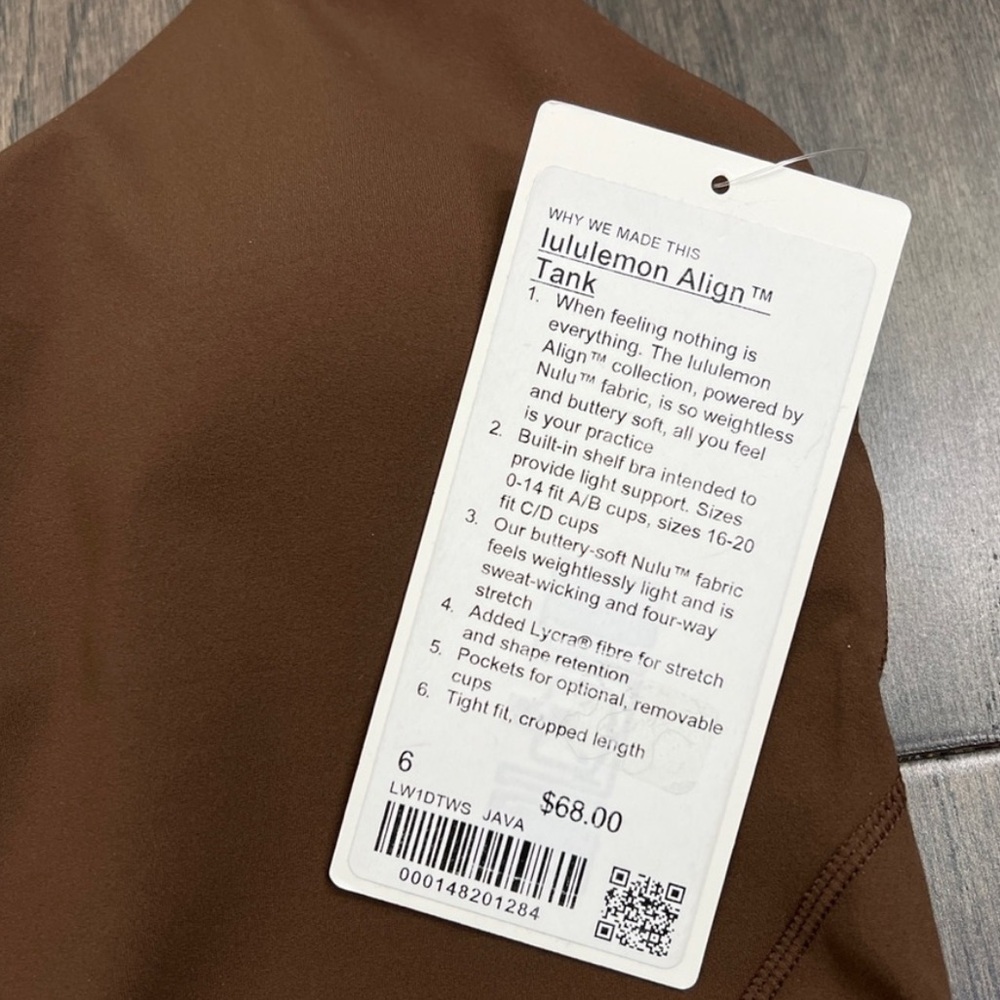 Lululemon NWT Align Tank Top Java NWT - image 2